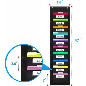 Organization Pocket Chart 10 Pockets Hanging Wall <b>File</b> Organizer With 2 Metal <b>Hangers</b> For Office Home Use - Product Image 2