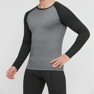 Herren Feuchtigkeit Wicking Compression Running T-Shirts Schnellt rocknende Langarm-Sport kleidung für das Training