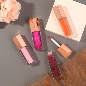 Nouveau brillant à lèvres transparent OEM sans cruauté animale, tubes de rouge à lèvres or <span class=keywords><strong>rose</strong></span>, brillant à lèvres végétalien longue tenue scintillant repulpant, marque privée - Product Image 2