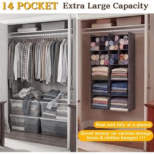 Organizador de Armario Colgante con 14 Compartimentos, 33x15x85cm, Tela No Tejida, Almacenamiento de Ropa, para Dormitorio - Product Image 4