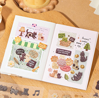 2 feuilles par paquet d'autocollants en PET, série Chat Cookie, autocollants créatifs imperméables pour projets de bricolage et bullet journal pour enfants
