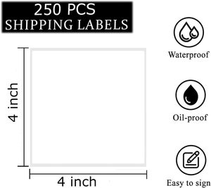 Etiquetas de Envío de Papel Térmico de Uso Industrial de <span class=keywords><strong>4</strong></span> x <span class=keywords><strong>4</strong></span> Pulgadas, Adhesivo Fuerte, Pegatinas Cuadradas (250 Unidades/Paquete), Compatibles con la Mayoría de las Impresoras Térmicas - Product Image 2