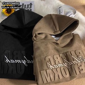 Sweat-shirt à capuche surdimensionné pour homme en coton 100% lourd, doublé en polaire, avec logo personnalisé en relief, broderie 3D et impression sérigraphique, pour l'automne - Product Image 2
