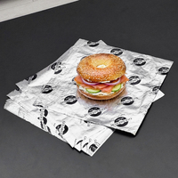 Papier d'emballage alimentaire jetable écologique en aluminium, isolant alvéolé, imprimé sur mesure, résistant à la graisse, pour pain à burger