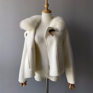 Cappotto invernale a maniche lunghe con cerniera sottile morbido e spesso ingrosso cappotto di lusso in lana <span class=keywords><strong>Cashmere</strong></span> a doppia faccia pelliccia di volpe da <span class=keywords><strong>donna</strong></span> - Product Image 6