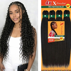 Cheveux synthétiques pré-étirés EZ Braid pour tresses afro, cheveux à tresser pré-étirés en gros, tresses en fibre haute température 4x - Product Image 1