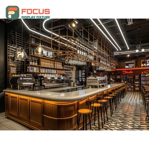 Integrated Cafe Service Counter Laminate Wood Finish Accessory Display Area Roastery Service Counter - Product Image 4