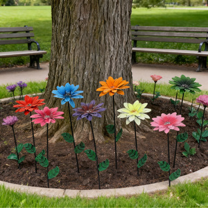 Dekorasi taman halaman luar ruangan, rangkaian bunga aster kecil simulasi seni besi - Product Image 4