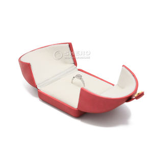 <b>Red</b> Custom logo Pu Leather Double Open Door Box for Ring Pendant <b>Bracelet</b> Bangle Necklace Jewellery Boxes - Product Image 1