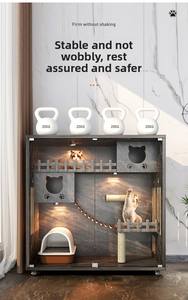 Villa di Lusso per Gatti da Esterno in Legno Ecologico e Vetro con Ampio Spazio, Resistente all'Umidità, Motivo a Tinta Unita e Tiragraffi - Product Image 3