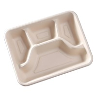 Boîtes repas jetables en pulpe biodégradable pour cafétéria, emballage exclusif à emporter, trois-quatre-cinq compartiments multiples