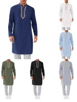 Robe islamique, thobe musulman avec poche zippée, vêtements islamiques pour hommes, couleur unie, design arabe, robe Daffah, robe saoudienne