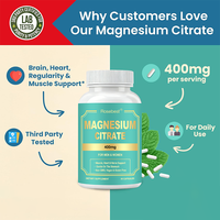 Rosebest - Formule et emballage personnalisables certifiés GMP - Marque privée - Complément alimentaire en capsules de citrate de magnésium 400 mg pour hommes et femmes