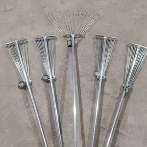 Leaf Rake Steel 24 Tines Agricultural Garden Tool Retractable Toothed Hay Rake Multi Tooth Steel Wire Rake - Product Image 1