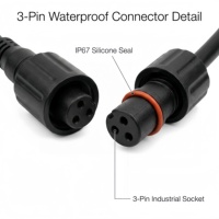 كابل تمديد مخصص من شانوي بقلب نحاسي وغلاف PVC مقاوم للماء، موصل ذكر وأنثى M12/M14، للاستخدام الداخلي/الخارجي، لشرائط الإضاءة LED والسيارات