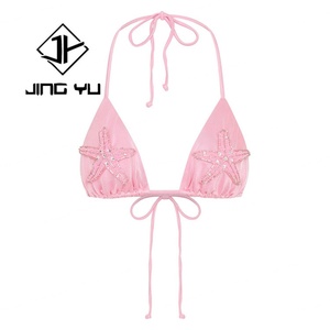 Ensemble de bikini hawaïen à bretelles 2025, de haute qualité, rose, micro bikini, OEM, nylon recyclé, maillot de bain brillant - Product Image 6