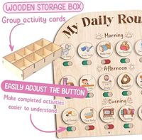 Tableau des Tâches Quotidiennes en Bois Gravé pour Tout-Petits – Système de Récompense avec Règles du Matin et du Coucher – Décoration Murale Artisanale pour Enfants