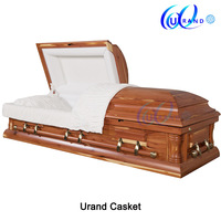 Ataúdes de Madera de Lujo Personalizables de Alta Calidad de Fábrica China, Estilo Americano con Interior de Terciopelo para Funerales