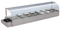 Bain-marie électrique commercial de comptoir en acier inoxydable avec verre incurvé pour buffet et restauration