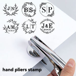 定制设计塑料压花印章系列银色便携式压花钳，适用于婚礼/派对请柬DIY，无需墨水 - Product Image 1