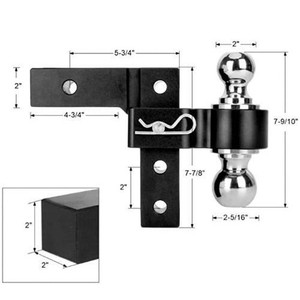 Crochet de remorque en alliage d'aluminium 2x2 pouces noir réglable multi-positions pour attelage de voiture - Product Image 1