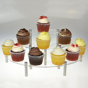 3-laags ecologisch verantwoorde transparante acryl halvemaanvormige taart- en cupcakepresentatiestandaard voor op het bureau - Product Image 5