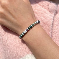 Bracelet en Unakite en Gros, Perles de Pierre Naturelle Verte et Rose, Bracelet Élastique Extensible, Bijoux pour Femmes et Hommes, Fabrication OEM Personnalisée