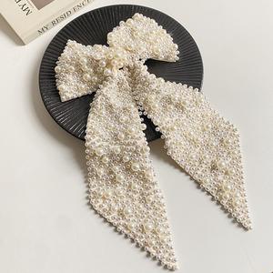Barrettes à cheveux tendance style coréen vintage de qualité supérieure avec grand nœud et perles pour enfants - Product Image 6