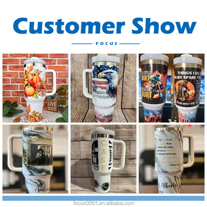 40oz Stainless Steel <b>Disposable</b> Classic Large Capacity Sublimation White to Green Glow Dark Portable Tumbler Lid Handle <b>Straw</b> - Product Image 5