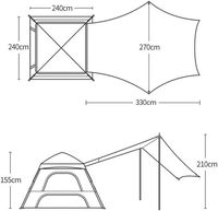 Carpa de Lujo para Glamping, Grande, con Toldo Impermeable, para 3 o 4 Personas, de Apertura Rápida, Color Beige, para Campamento, Aire Libre, Familiar, Picnic y Senderismo