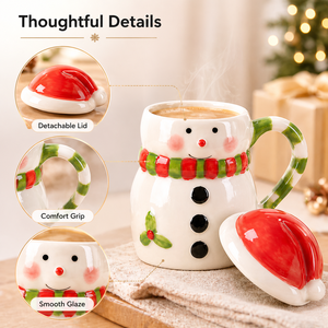 Taza <span class=keywords><strong>de</strong></span> Cerámica Navideña con Tapa, Linda Taza <span class=keywords><strong>de</strong></span> Café con Diseño <span class=keywords><strong>de</strong></span> Santa Claus, Muñeco <span class=keywords><strong>de</strong></span> Nieve, Reno y Oso, Regalo Navideño, Vajilla para el Hogar y la Cocina, Venta al por Mayor - Product Image 4