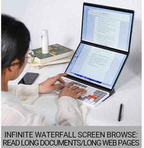 Nhà Máy Giá N100 Máy Tính Xách Tay Máy Tính 180 ° Xoay 13.5 "Dual Màn Hình Cảm Ứng 16GB Rom CPU OEM Tiếng Anh Bàn Phím Kim Loại Cơ Thể IPS - Product Image 5