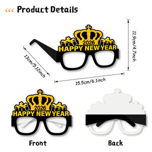 8 pièces drôles 2026 lunettes en papier de fête du Nouvel An <span class=keywords><strong>bonne</strong></span> <span class=keywords><strong>année</strong></span> célébration photomaton faveur pour noël - Product Image 3