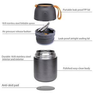 Kids Ally Double Wall Vacuum Insulated Food Jar for Single Meals <b>Lunch</b> <b>Box</b> Stainless Steel Complementary Food Jar 8 Hours 450 Ml - Product Image 6