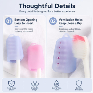 Protège-brosse à dents en silicone de qualité alimentaire, anti-poussière, avec trous de ventilation, réutilisable, sans BPA, pour voyage - Product Image 4