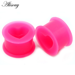 2 uds tapones y túneles de silicona para los oídos en forma de corazón tapones para los oídos flexibles expansores de oreja pendientes de túnel calibres joyería para el cuerpo Piercings - Product Image 6