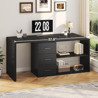 Bureau d'angle pivotant avec rangement pour bureau à domicile, bureau moderne en forme de L avec étagères, bureau d'ordinateur avec 3 tiroirs pour bureau