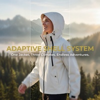 Veste longue unisexe 3-en-1 imperméable, coupe-vent, respirante, à capuche zippée, en softshell, fonctionnelle pour l'extérieur, designs tendance