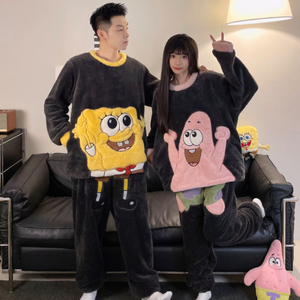 Conjuntos de ropa de dormir 2025 pareja Pijamas Mujer invierno Coral polar grueso dibujos animados jóvenes lindo estudiante pijama masculino traje - Product Image 6