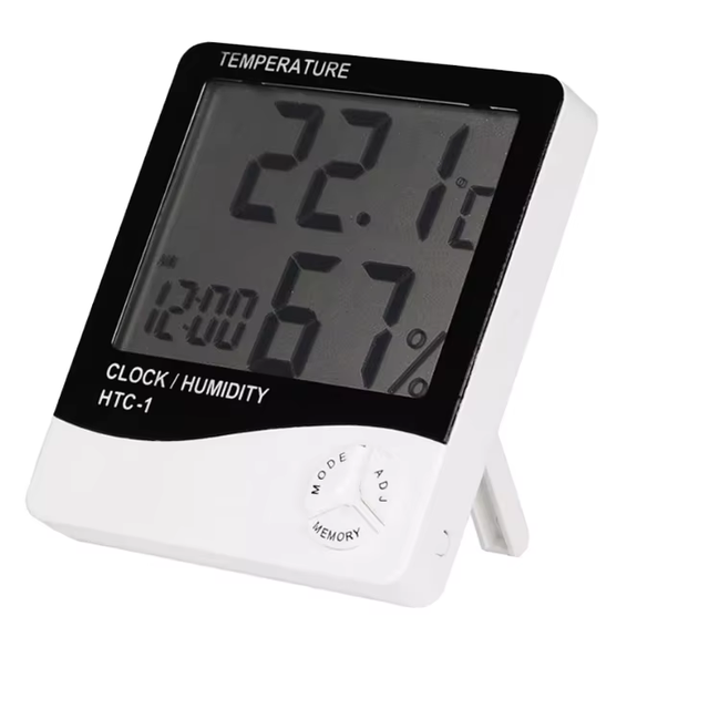 HTC-1 Digital Thermometer Hygrometer with Alarm Clock, for Humidity Temperature Control in Home, Eyelash Glue Storage