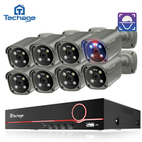 Système de caméra CCTV Techage 8CH 8MP avec vision nocturne 30m, kit NVR POE et contrôle à distance via application sur smartphone
