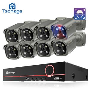 Sistem Kamera <span class=keywords><strong>CCTV</strong></span> Techage 8CH 8MP dengan Kit NVR POE Visi Malam 30m & Kontrol Jarak Jauh via Aplikasi Smartphone - Product Image 1