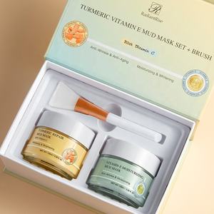 Coffret de <span class=keywords><strong>Masque</strong></span> à l'<span class=keywords><strong>Argile</strong></span> au Curcuma et à la Vitamine E RadiantRise avec Pinceau | <span class=keywords><strong>Kit</strong></span> <span class=keywords><strong>Masque</strong></span> Visage Éclaircissant, Régulateur de Sébum et Apaisant pour Soin Spa du Visage - Product Image 1