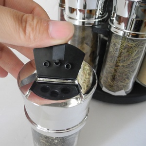 Hộp Đựng Gia Vị Thủy Tinh Với Giá Đỡ Gia Vị Quay Tròn Màu Đen - Product Image 4