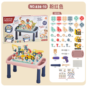 Huiye Meja Kegiatan Anak 3-In-1, Furnitur Bayi Meja Menggambar Blok Bangunan Meja Bermain Anak Set Kursi - Product Image 3