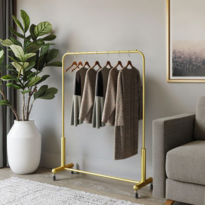 Porte-manteau simple sur pied, support de rangement mobile pour chambre à coucher, présentoir de vêtements, support de rangement multifonctionnel pour vêtements - Product Image 6