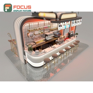 Mostrador de Servicio Personalizado para Cafetería, Acabado en Nogal Negro, Área de Exhibición de Botellas de Sirope, Mostrador de Servicio para Tienda - Product Image 6