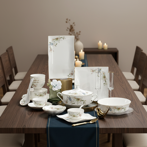 Elegant Hand Painted Eco Friendly Bone China Europe Style <b>Dinnerware</b> Set Modern Floral Gold Trim Wedding Party Dishwasher - Product Image 1
