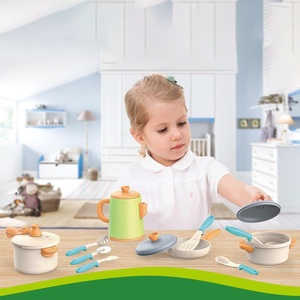 Set da Cucina Giocattolo per Bambini 2-4 Anni, Pentole e Utensili in Paglia di Grano Ecologica, Non Tossico, per Gioco di Ruolo - Product Image 3