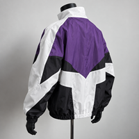 Veste coupe-vent zippée à blocs de couleur personnalisés pour homme, 100 % nylon, broderie plate, streetwear Y2K, coupe-vent, vente en gros